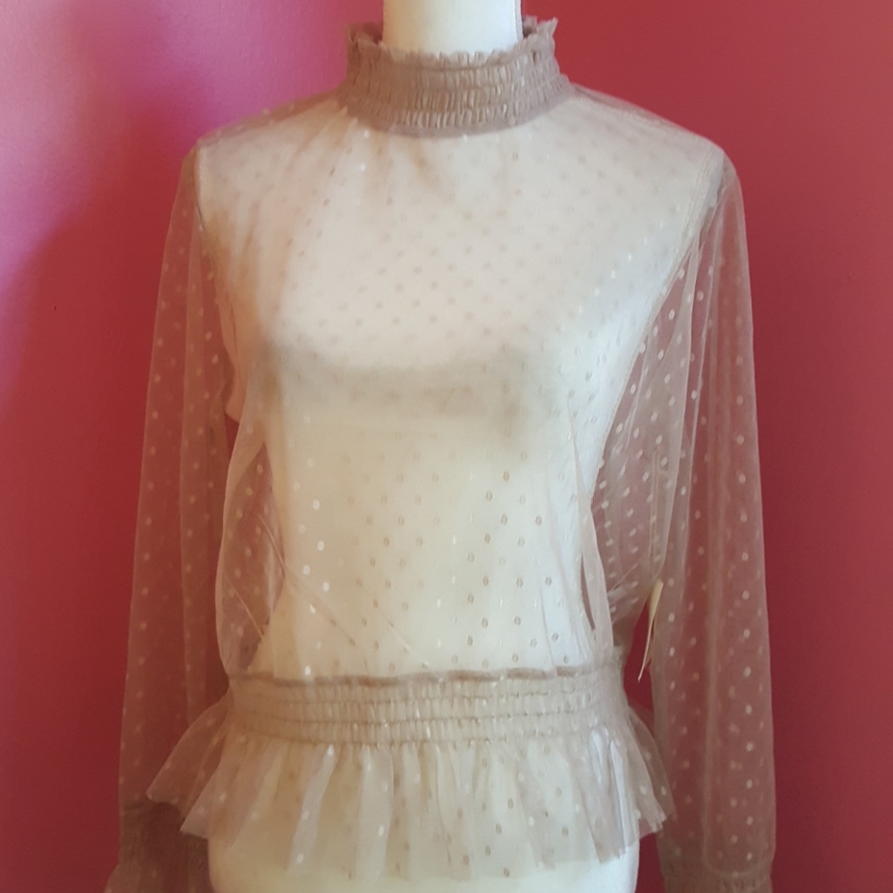 Willow Sheer Polka Dot Blouse NWOT